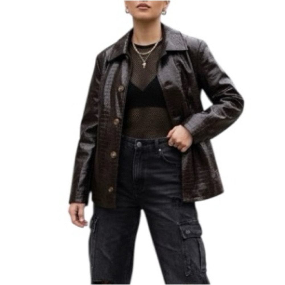Rachel Comey x Target Faux Croc Leather Jacket Y2K Brown XS | Like New - Picture 9 of 9